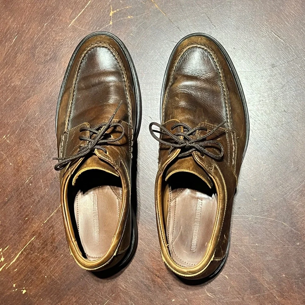 Johnston & Murphy Mens Brown Leather Moc Oxfords Made in Italy 20-5178 Size 9.5